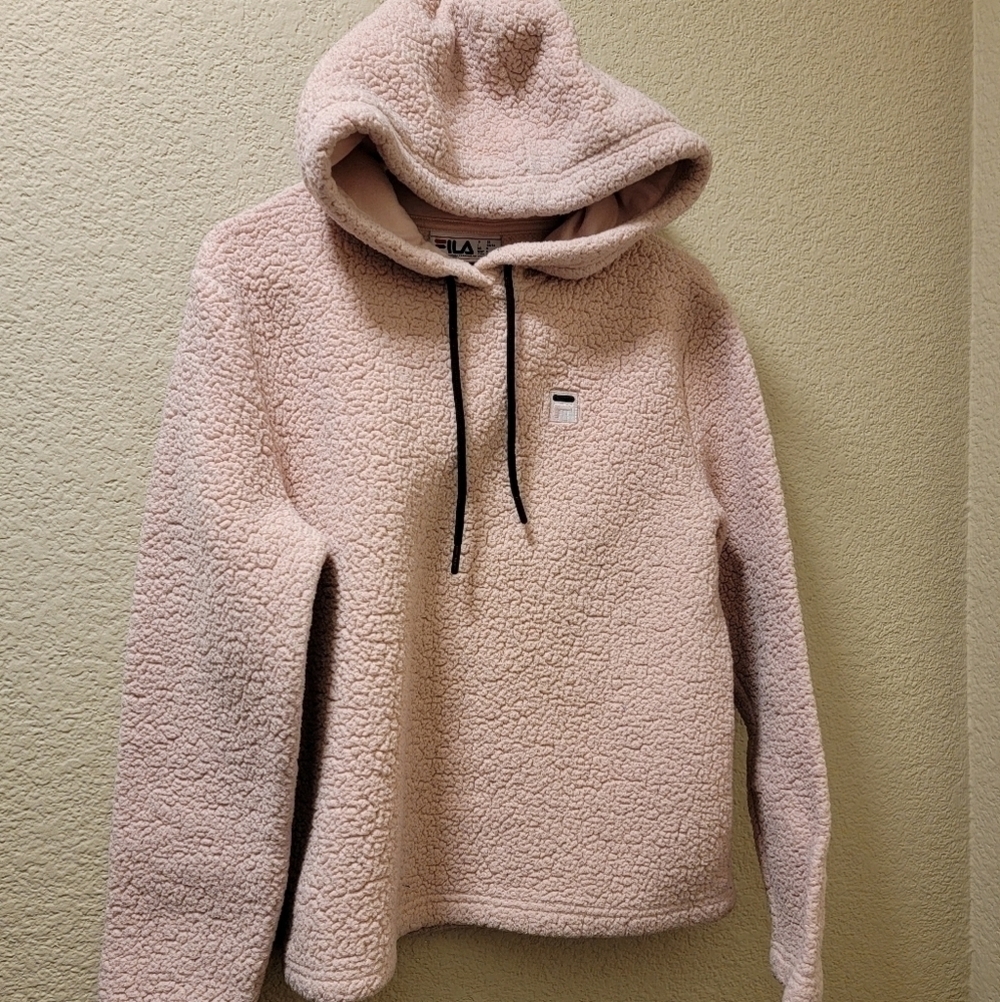 Fila light pink sherpa hoodie